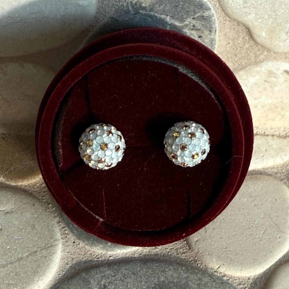Hillberg & Berk Polka Dot Opal Sparkle Ball Stud Earrings